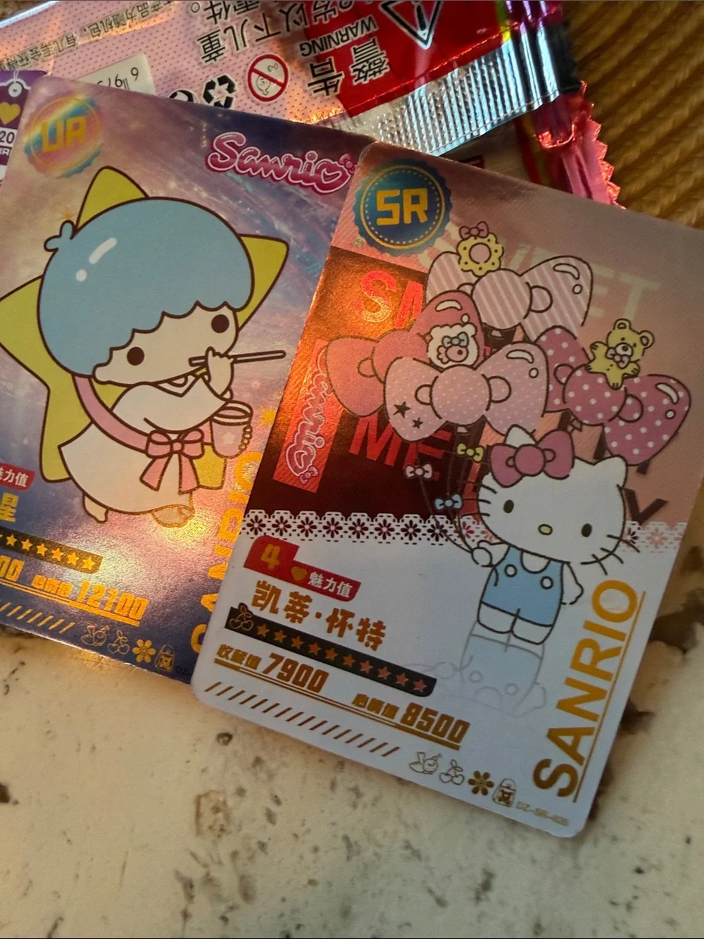 Sanrio Kuromi Trading Card 5 Pack Opened & Kuromi Doll Pendant opened